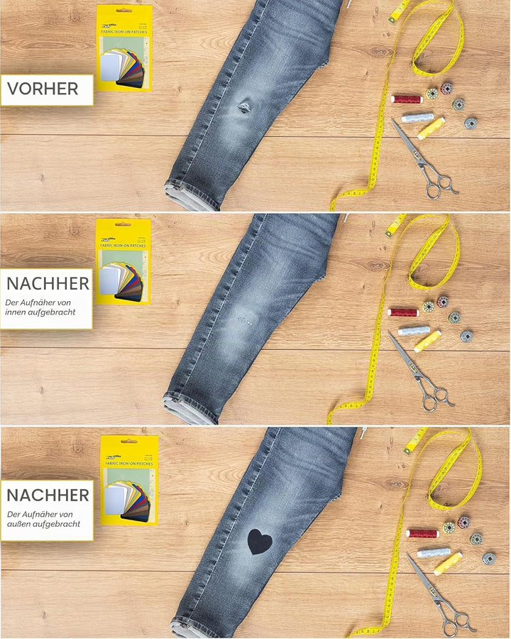ZEFFFKA 2PACK Kleider-Flicken zum Aufbügeln für Innen und Aussen Stärkster Kleber 100% Baumwolle Ver