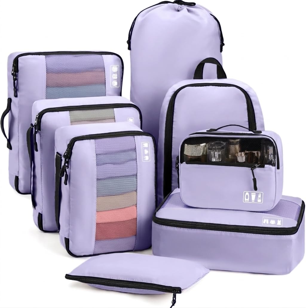 MURISE Koffer Organizer 8 Stück, Packing Cubes für Urlaub und Reisen, Packwürfel Packtaschen für Kof