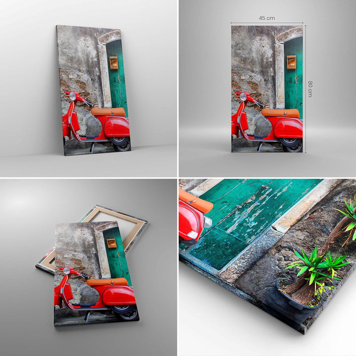 Bilder auf Leinwand Scooter transport italien retro Leinwandbild mit Rahmen 45x80cm Wandbilder Dekor