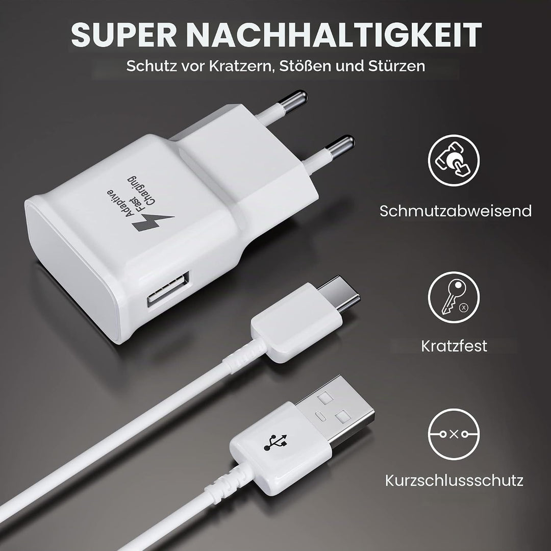 2-Pack Ladegerät mit USB Typ-C Ladekabel Schnellladekabel Für Samsung Galaxy S8 S8+ S9 Plus S9+ S10