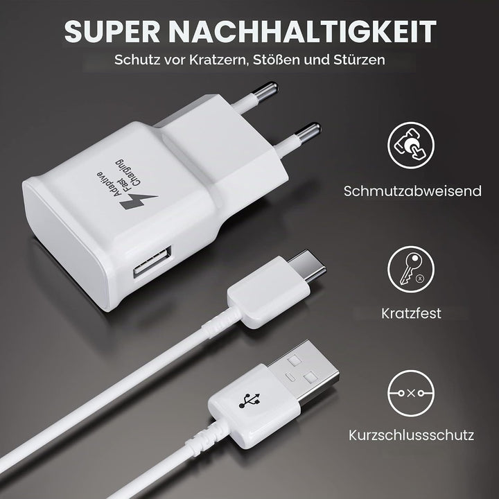 2-Pack Ladegerät mit USB Typ-C Ladekabel Schnellladekabel Für Samsung Galaxy S8 S8+ S9 Plus S9+ S10