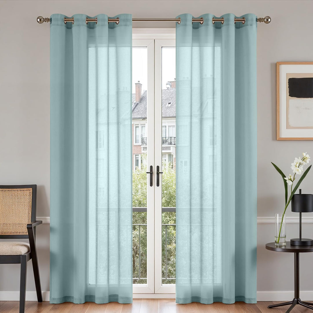TOPICK Sheer Vorhang Mit Ösen Sheer Vorhänge Voile Halb Transparent Gardine Gaze Paarig Schals Fenst