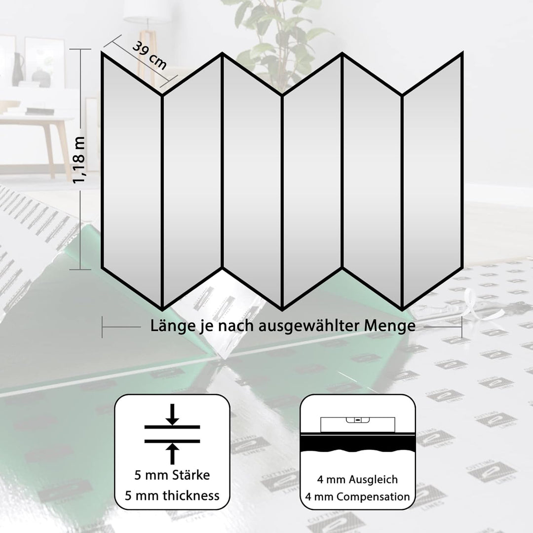 Fussboden Dämmunterlagen 5mm 15m² für Laminat Parkett Vinyl
