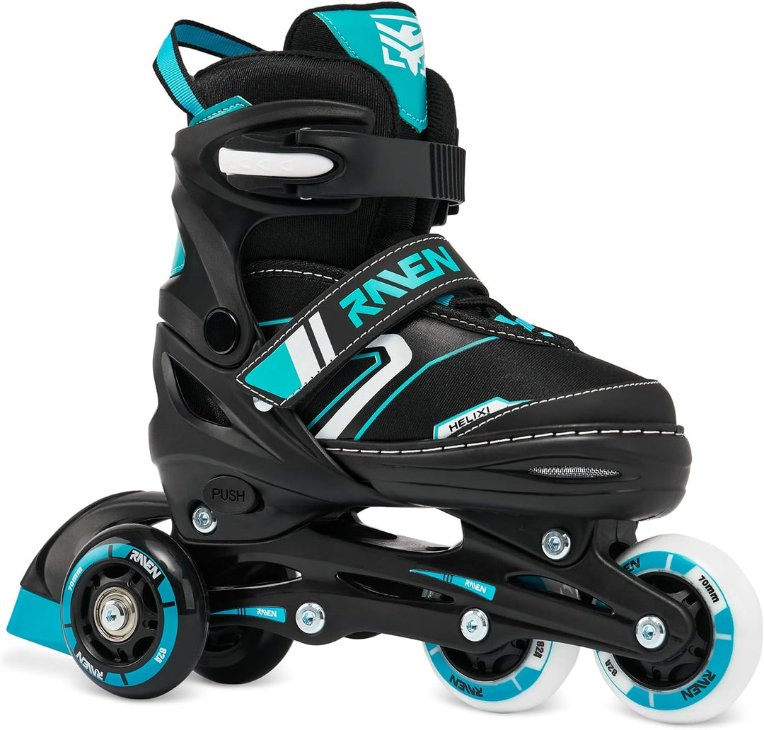 RAVEN Verstellbare 3in1 Inlineskates-Rollschuhe-Triskates Helixi Black/Mint 38-42 (24,5cm-26,5cm) He