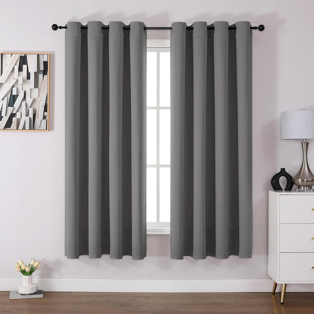 CUCRAF Ösen Kurze Vorhänge Fensterbehandlung Verdunkelungsvorhänge Raumdekoration - H175 x B140cm He