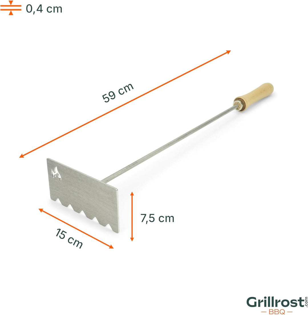 Grillrost.com Das Original Glutschieber Aschekratzer aus Edelstahl - Für Kamin Feuerschale und Kache