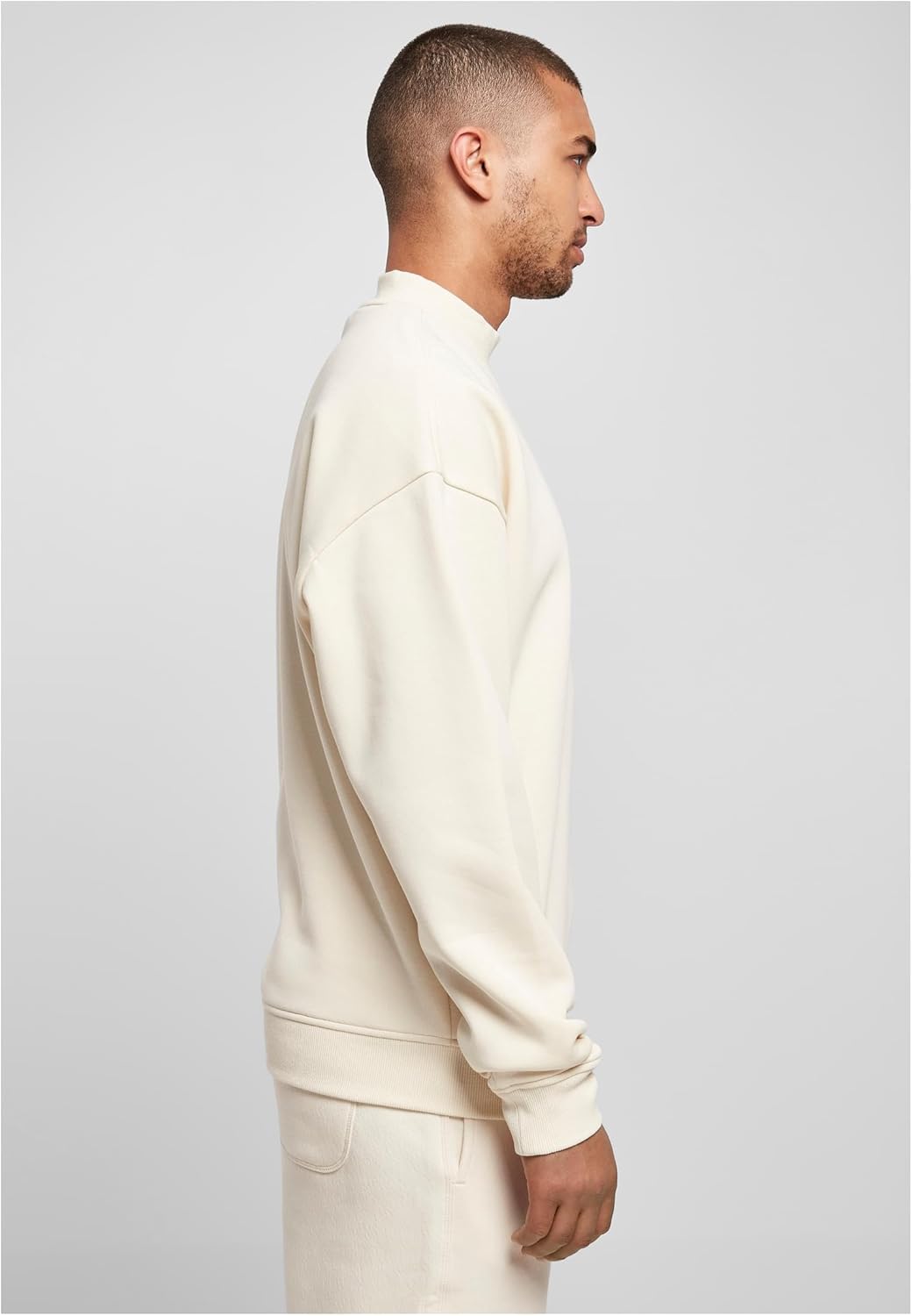 Urban Classics Herren Pullover mit hohem Rippkragen, weites Mock Neck Sweatshirt, überschnittene Sch