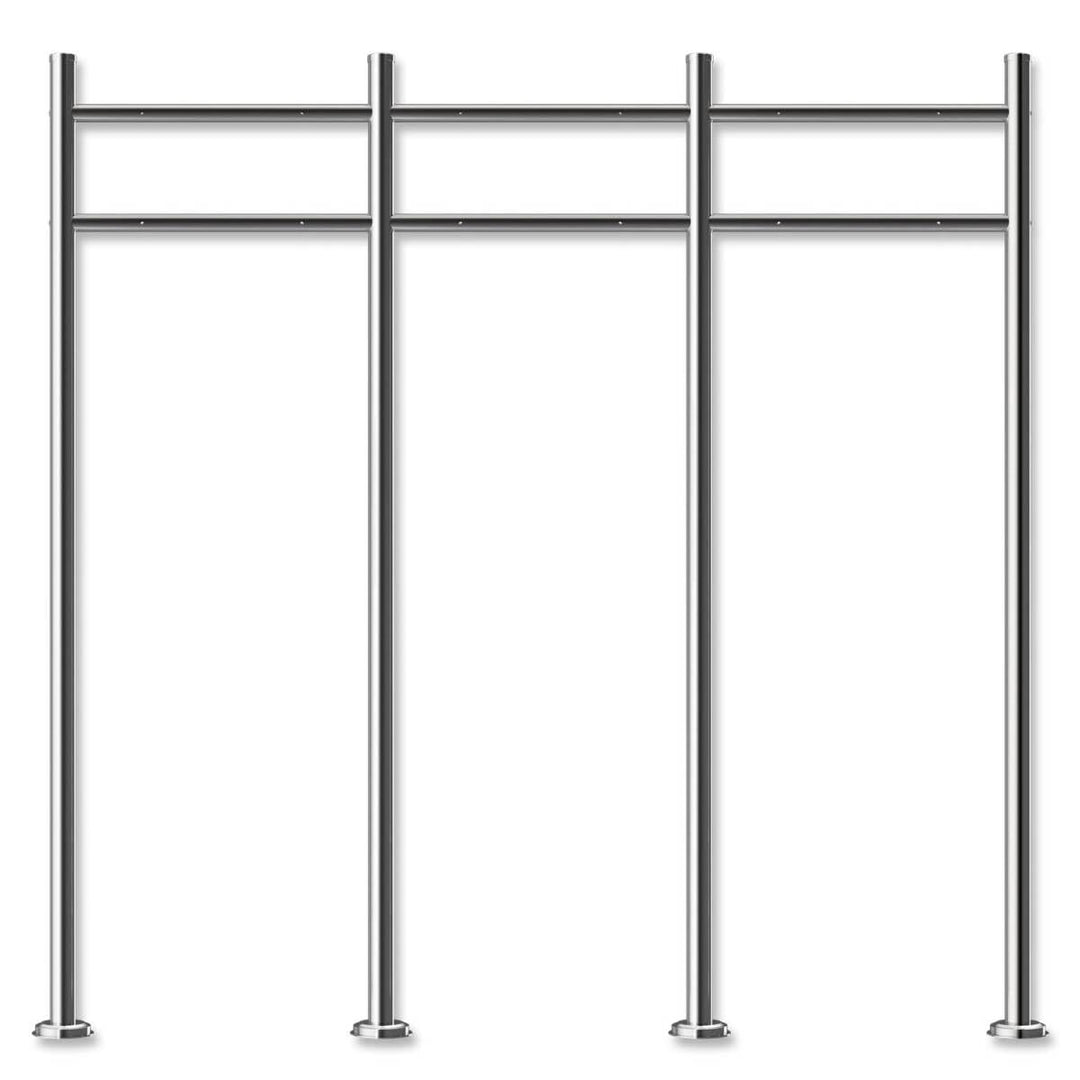 Metzler Briefkasten Ständer aus Edelstahl 3-Fach horizontal - Briefkastenständer für 3 Briefkästen,