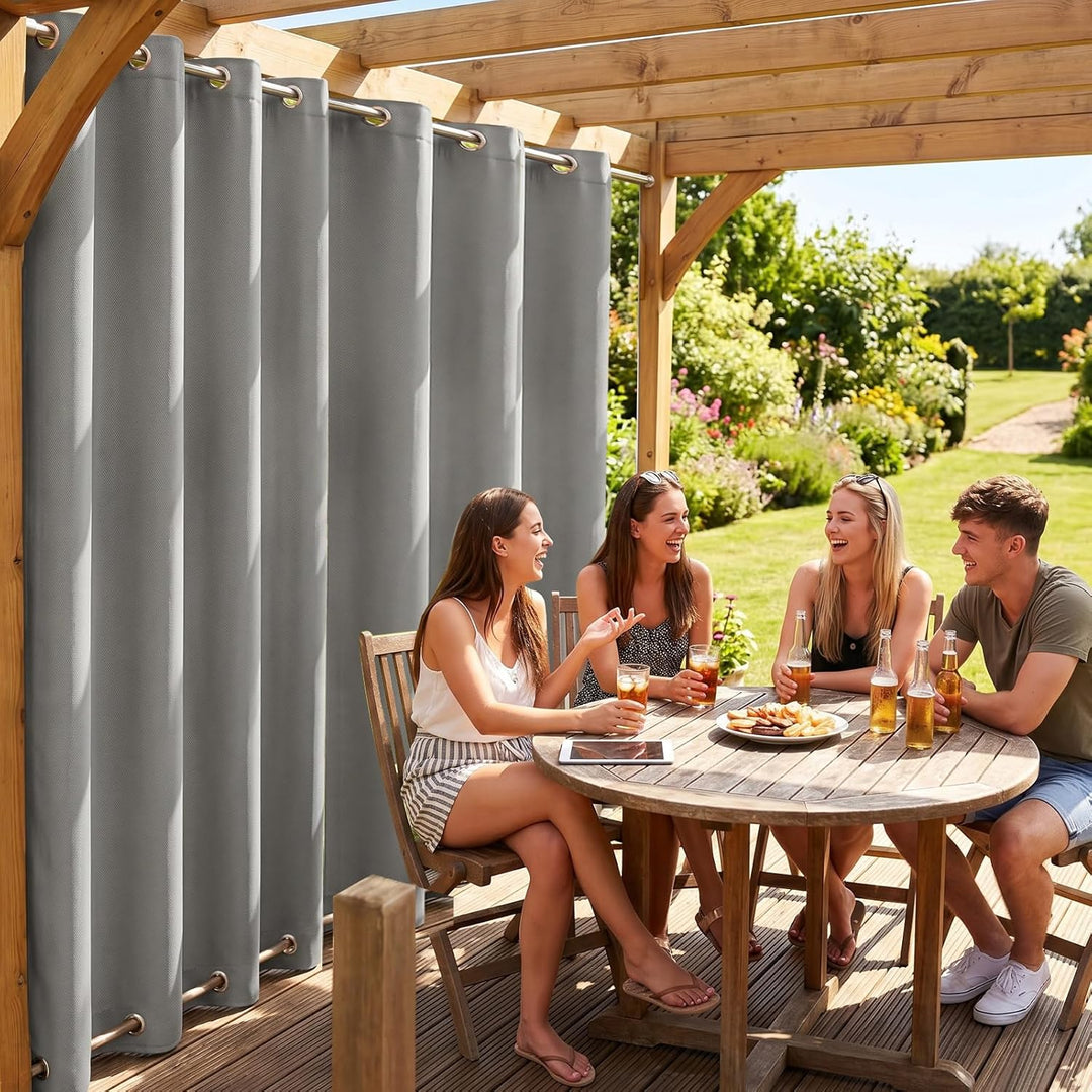 Rosnek Outdoor Vorhang Wetterfest mit Obere Ösen,2 Stück Gewichtet Outdoorvorhänge 213x254cm Outdoor