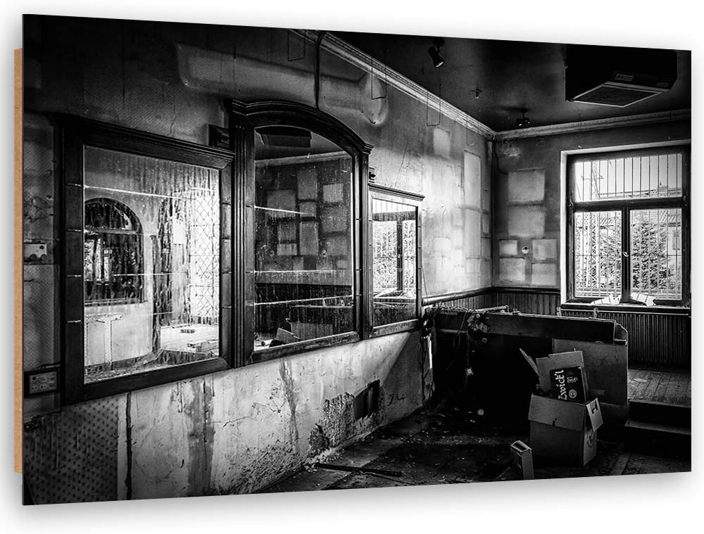 Feeby Wanddeko für Wohnung Bild Kunstdruck modern schwarz-weiss 80x60 cm Deko Paneel 80x60 cm Schwar