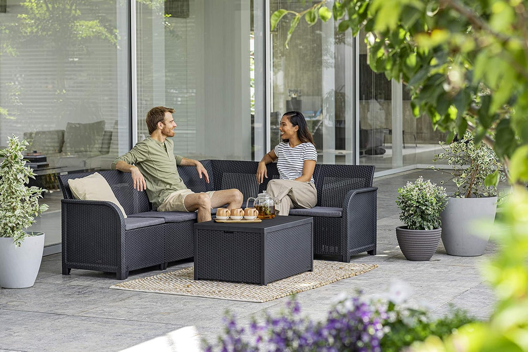 "Allibert by Keter" Gartentisch Arica, graphit, mit Stauraum, Deckel abnehmbar, Kunststoff, flache R