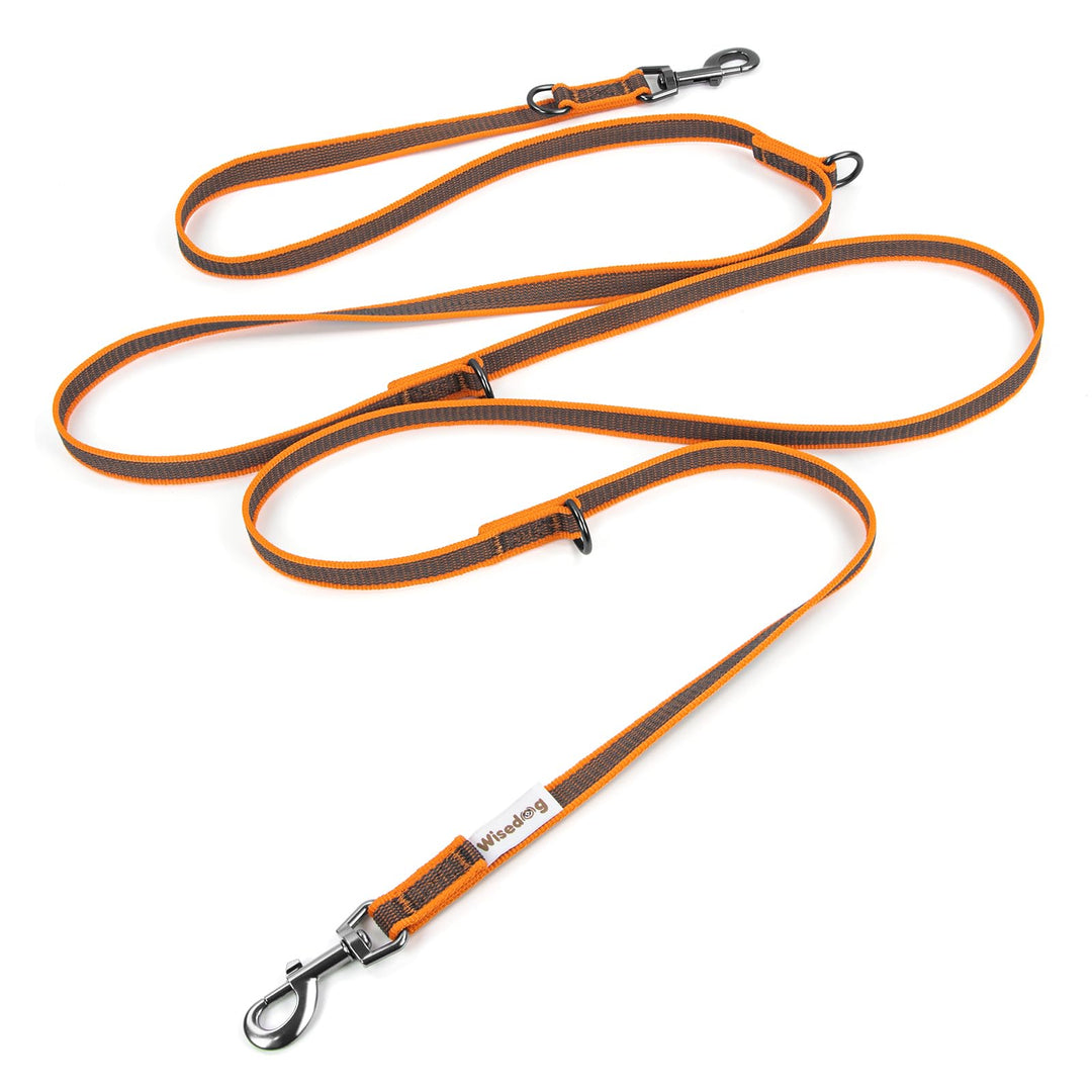 Wisedog 3m Orange doppelendige gummierte Hundeleine Leichtgewichtige Hands Free Leine für Hund rutsc