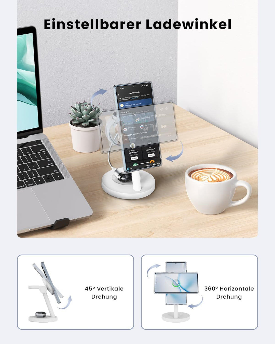 JoyGeek Magnetisch Induktive Ladestation für Samsung 4 in 1, Qi2.2 25W Fast Mag-Safe Ladegerät für G