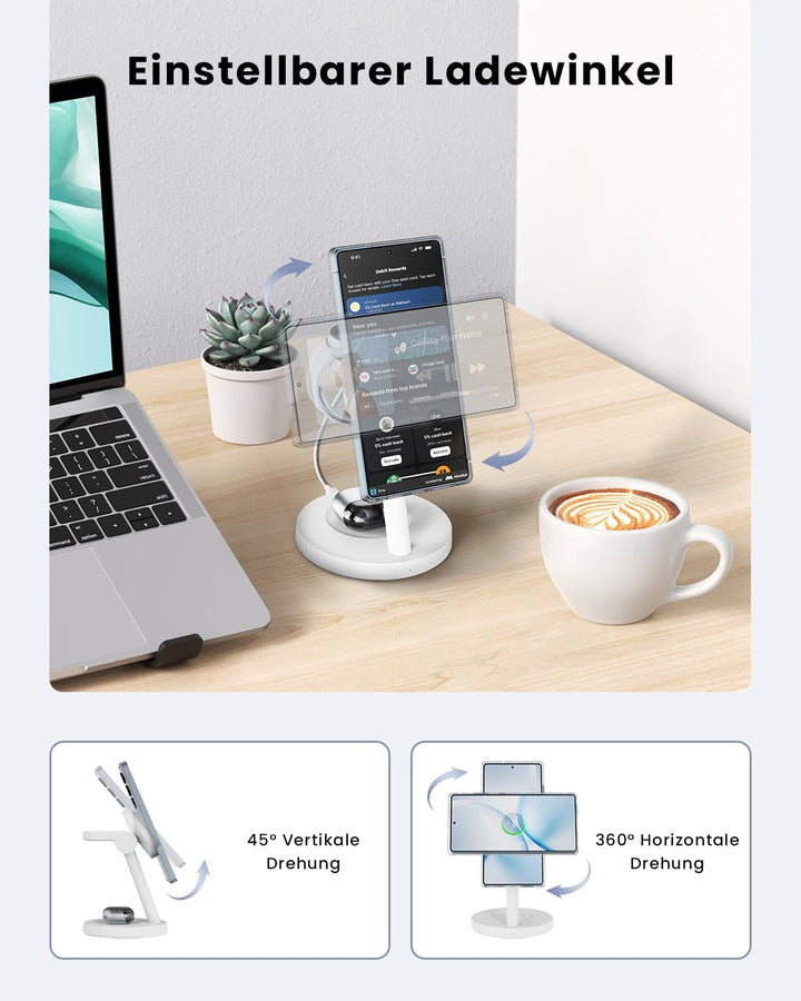 JoyGeek Magnetisch Induktive Ladestation für Samsung 4 in 1, Qi2.2 25W Fast Mag-Safe Ladegerät für G