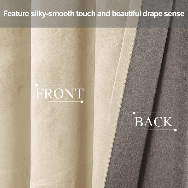 JIUZHEN Verdunklungsvorhang aus Samt,2er Set weiche blickdichte Gardinen mit Ösen für Schlafzimmer,1
