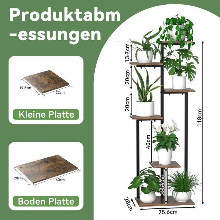 6 Etagen Blumenständer Pflanzenständer Innen, Eck-Pflanzenablage Metall, Platzsparender Pflanzenrega
