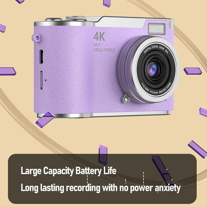 Zunate 48MP 1080P Digitalkamera, Autofokus Vlogging Kamera mit 2.4" Flip Screen und 18X Zoom, eingeb
