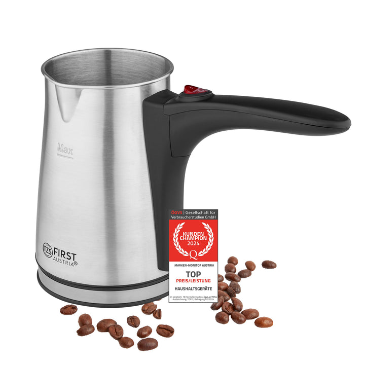 TZS First Austria elektrischer Türkischer Kaffeekocher, 0,35 Liter, 800W Mokkakocher Espressokocher