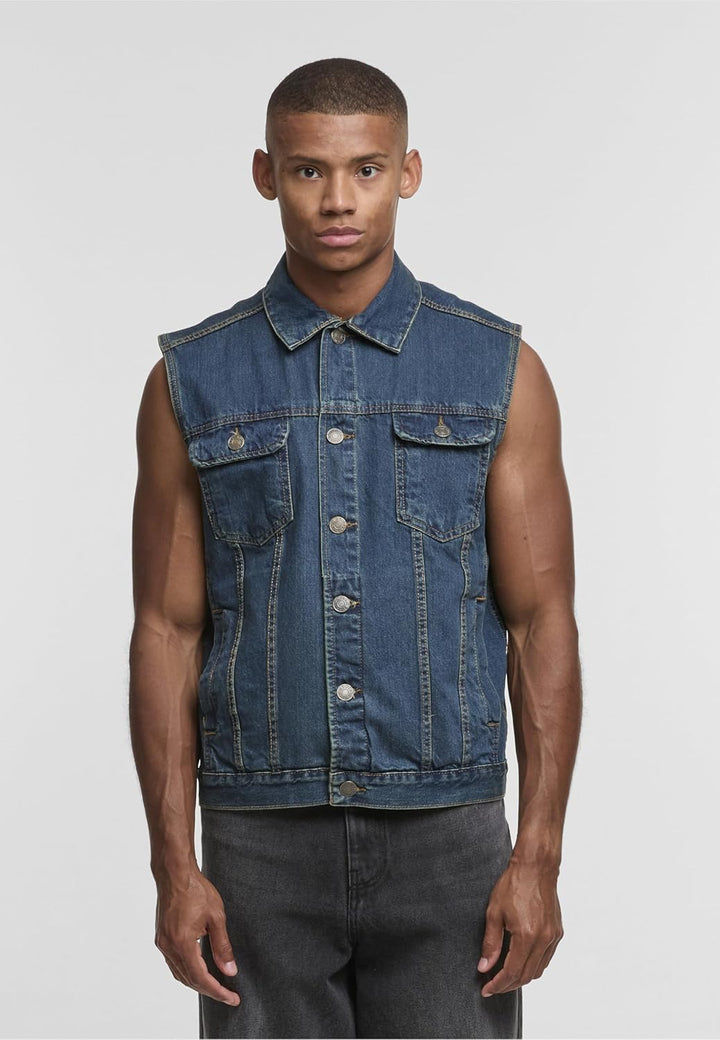 Urban Classics Herren Denim Vest, Männer Jeansweste, erhältlich in vielen verschiedenen Farben, Grös