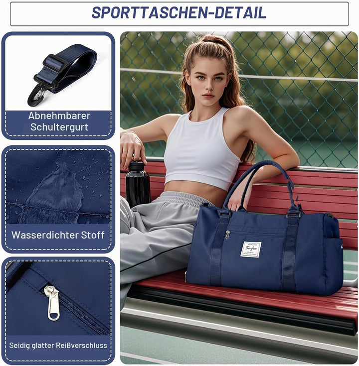 HYC00 Sport Duffel Bag Damen Sporttasche für Damen Herren mit Nassfach &amp; Schuhfach, Reisetasche Hand