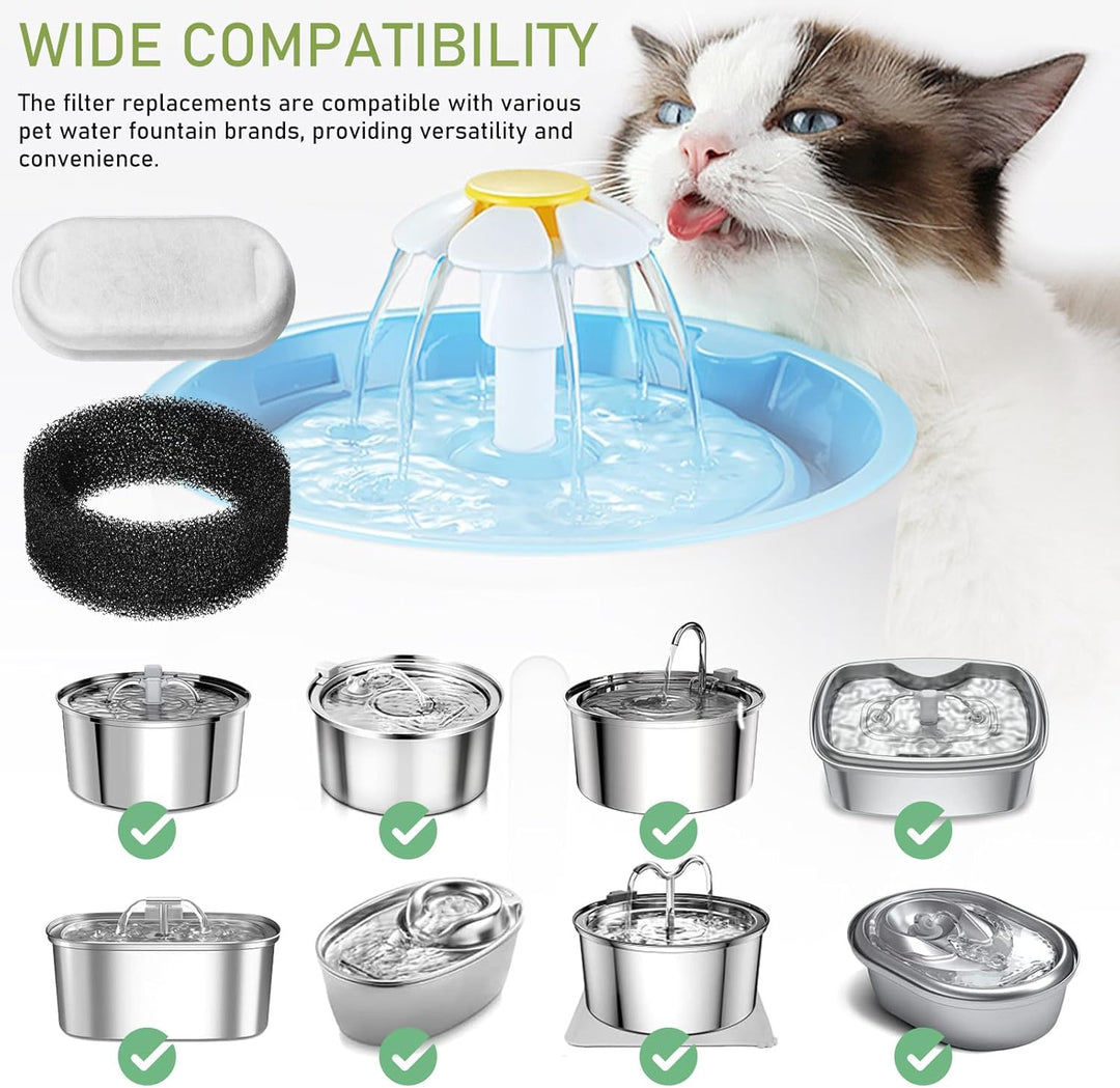 Angoily 8+8 Stück Filter Katzenbrunnen, Trinkbrunnen Katzen Ersatzfilter für 2L/3.2L/4L Edelstahl Tr