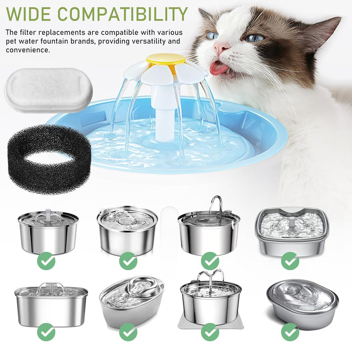 Angoily 8+8 Stück Filter Katzenbrunnen, Trinkbrunnen Katzen Ersatzfilter für 2L/3.2L/4L Edelstahl Tr