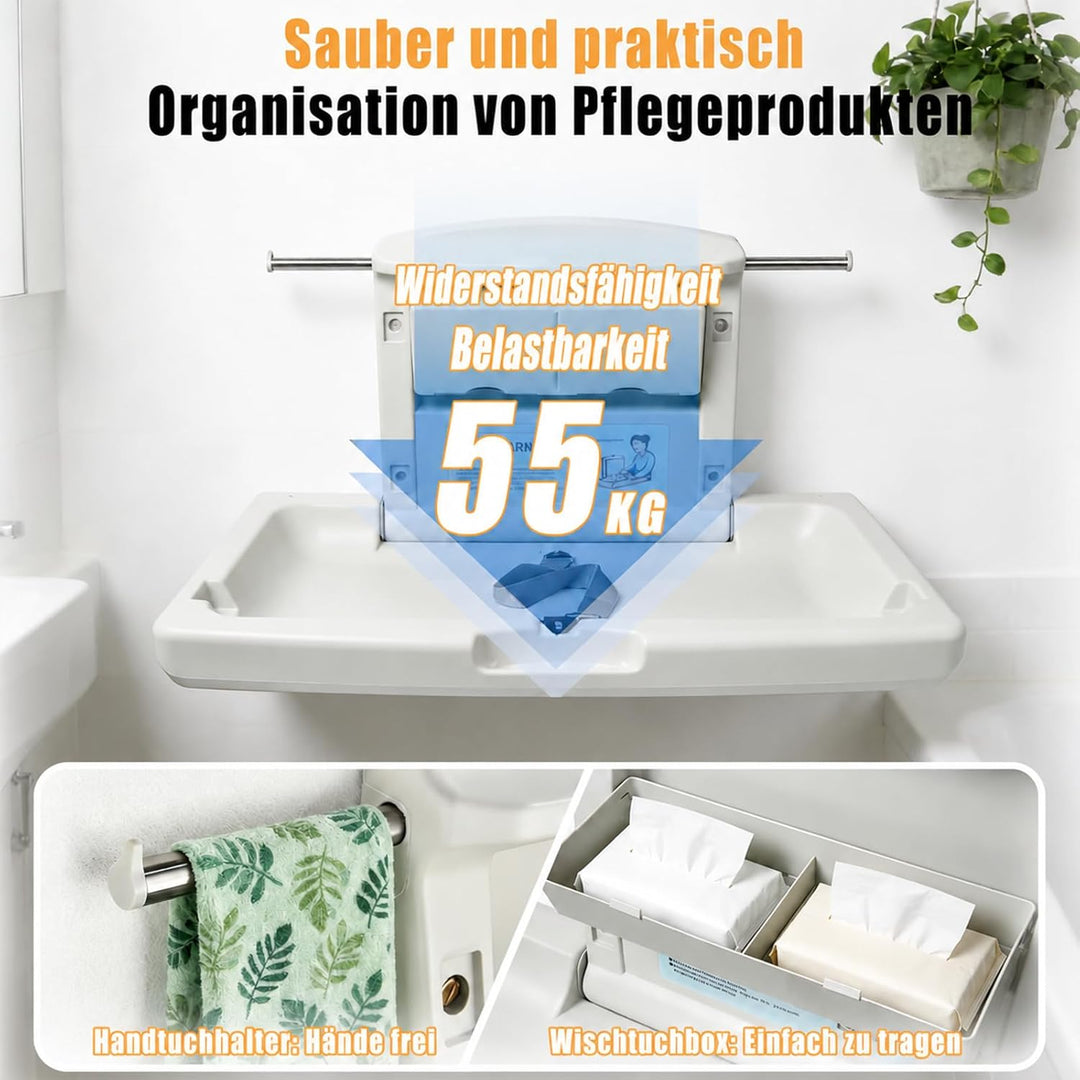 Wickeltisch klappbar Wandmontage, Wandwickeltisch für öffentliche Badezimmer mit verstellbarem Siche