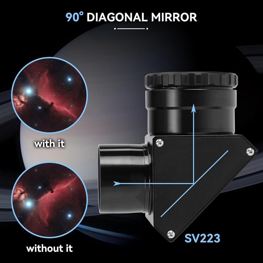 Svbony SV223 Diagonalspiegel, 2" 90° Stern Zenitspiegel mit 1,25" Adapter und Kohlefasermaterial, 99