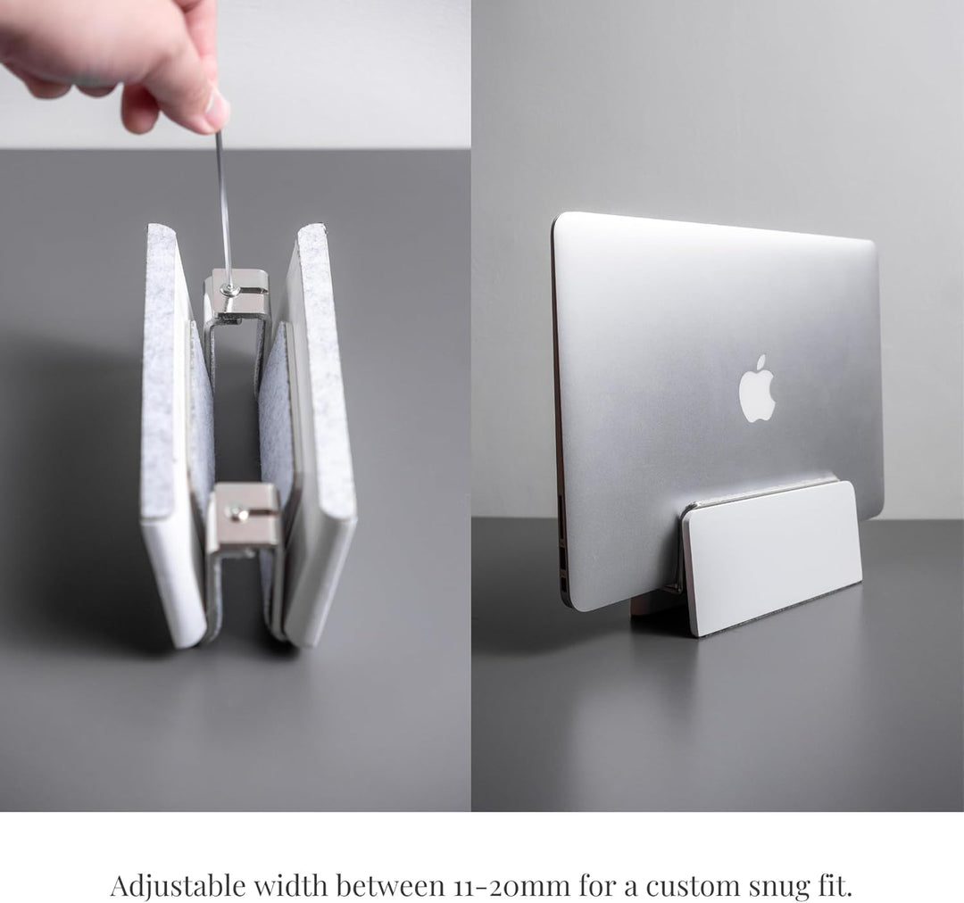 Raico Vertikaler Laptop-Ständer, hochwertige MacBook-Dockingstation aus Walnussholz (matt weiss, Sin