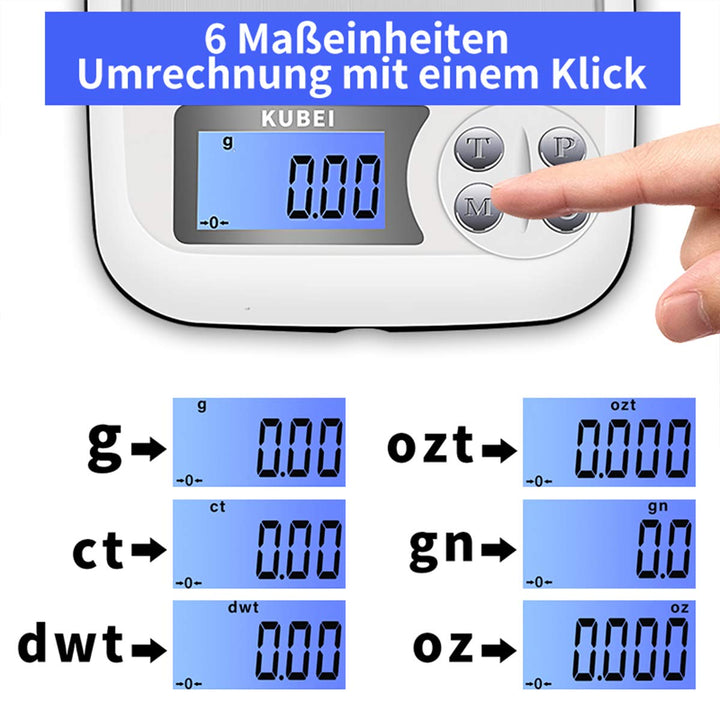 Feinwaage 1kg/0.01g USB Aufladen Digitale Küchenwaage,Hochpräzise Grammwaage Digitalwaage Briefwaage