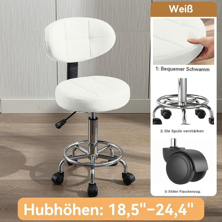 Moderner Bürodrehstuhl - Rollhocker mit Niedriger Rückenlehne und Höhenverstellung - Drehbare Arbeit