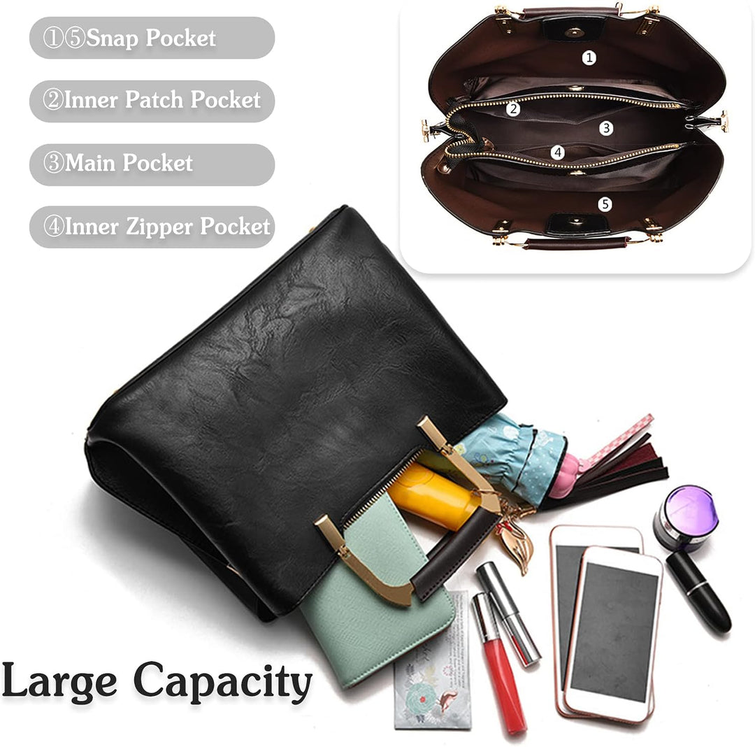 PORRASSO Damen Handtasche Schultertasche Frauen Mode Umhängetasche PU Leder Henkeltasche Top Griff T