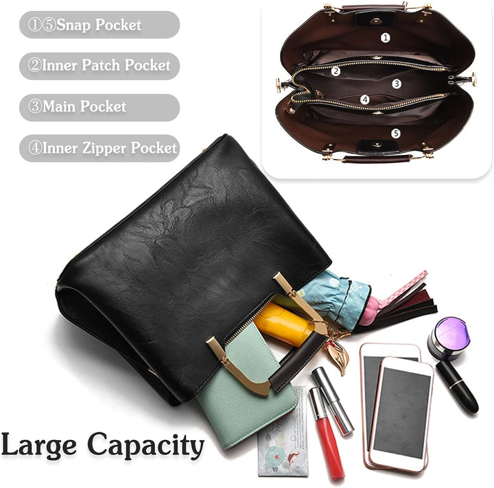 PORRASSO Damen Handtasche Schultertasche Frauen Mode Umhängetasche PU Leder Henkeltasche Top Griff T