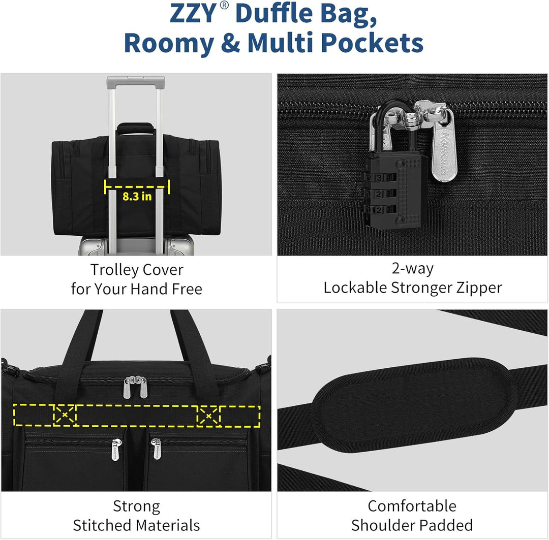 ZZY Sporttasche 40L für Herren mit 2 Seitentaschen & Wasserabweisend - Leichte Reisetasche für Sport