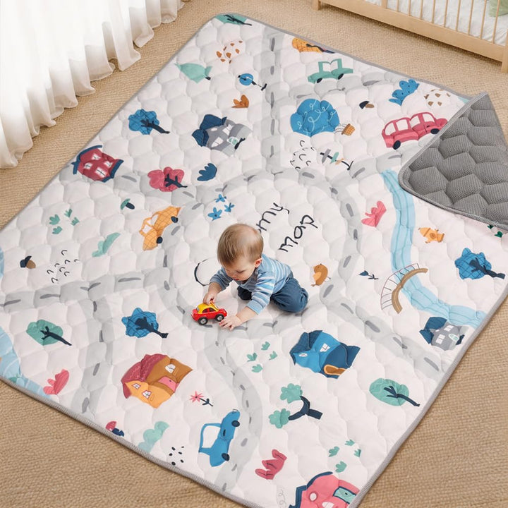 COMOMY Krabbelmatte Baby 180x200x2,5cm, Extra Dicke und Weiche Spielmatte Baby Faltbar, Rutschfeste