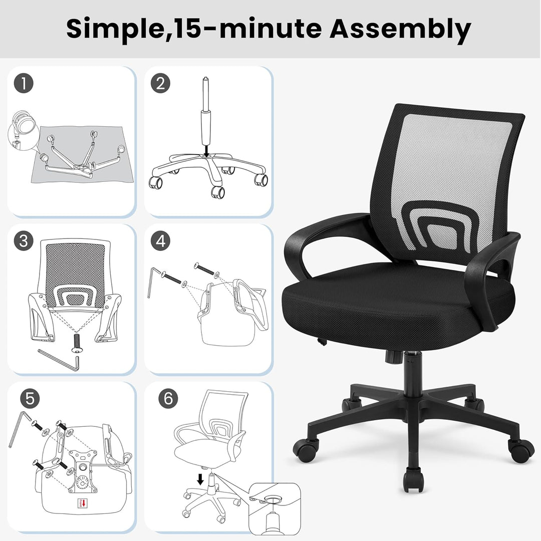 Yaheetech Bürostuhl ergonomischer Schreibtischstuhl Drehstuhl mit Rollen Chefsessel mit Mesh 360°dre