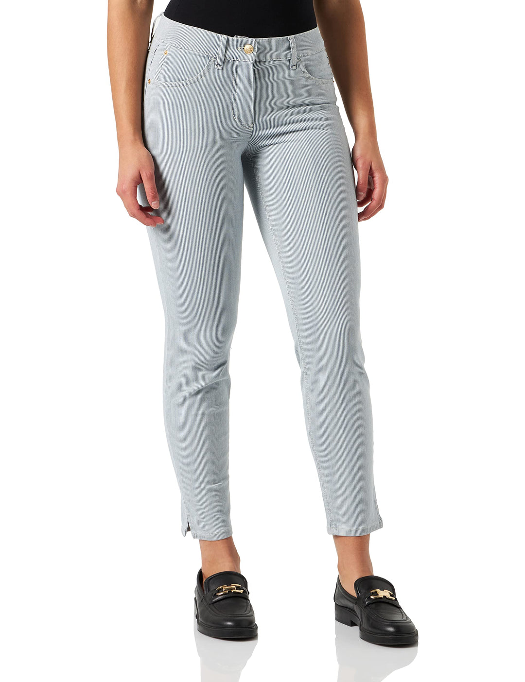 Gerry Weber Damen Jeans 40 Blau/Ecru/Weiss Streifen, 40 Blau/Ecru/Weiss Streifen