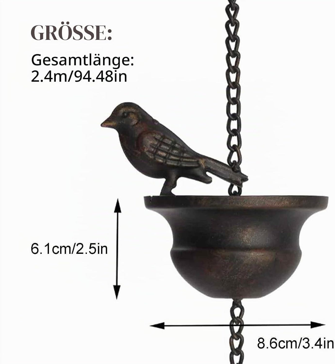 PW TOOLS Regenketten für Dachrinnen | Windspiel Dekorative Regenwasserkette Dachrinnen Kette | Vogel
