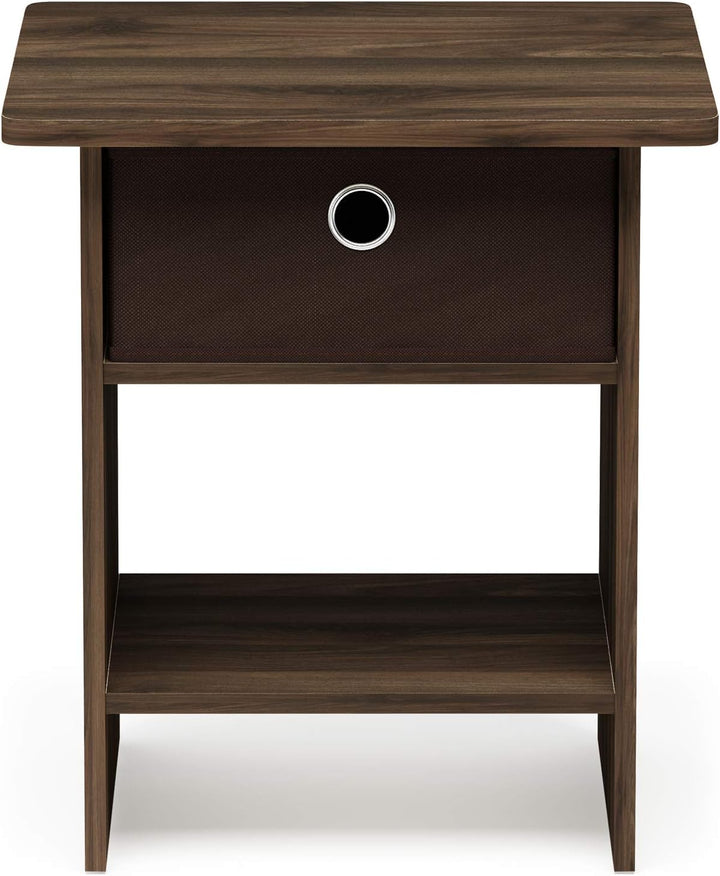 Furinno Dario Beistelltisch/Nachttisch Aufbewahrungsregal mit Schublade, Holz, Columbia Walnut/Dunke
