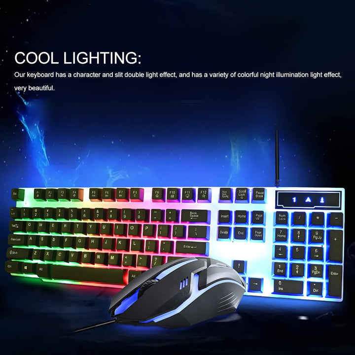 ciciglow Gaming-Tastatur und -Maus-Kombination, Kabelgebundene Hintergrundbeleuchtete Computertastat