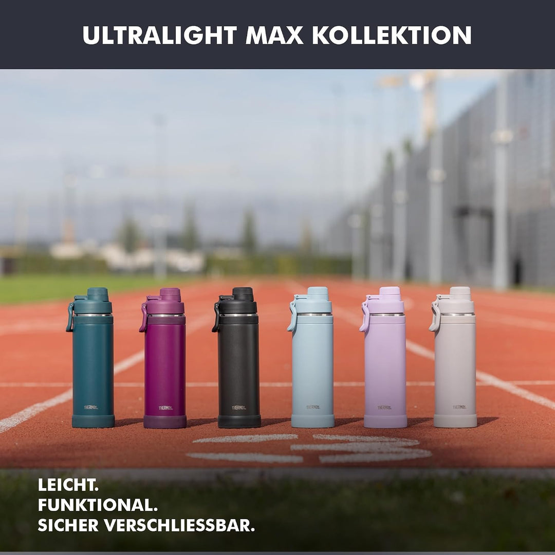 THERMOS ULTRALIGHT MAX Isolier-Trinkflasche hellblau matt 1,0l, Thermosflasche für Sport, 24h kalt &amp;