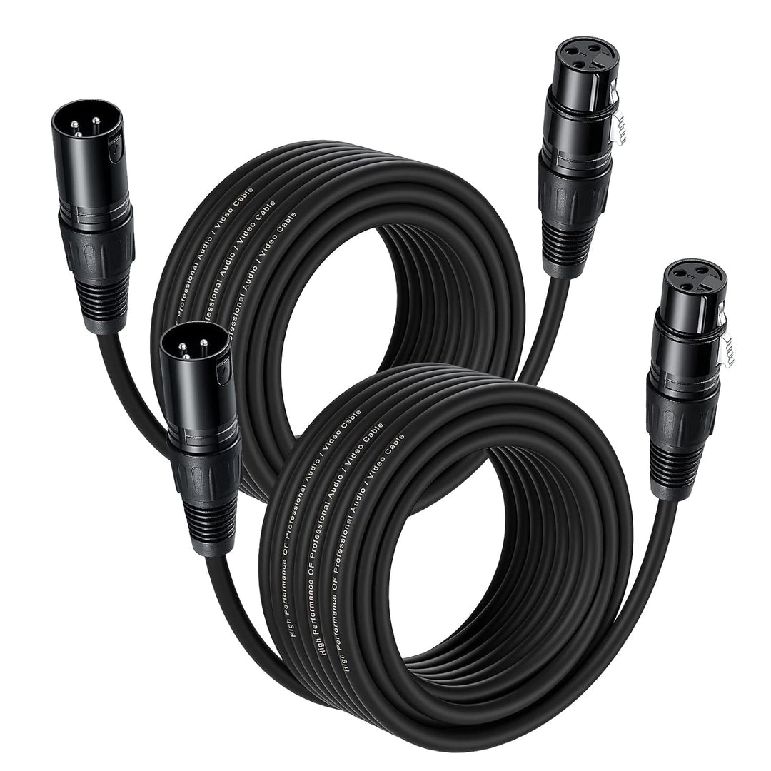 10M XLR Cable, 2 Pack 33ft Balanced Microphone Extension Cable - XLR Male to Female Jack Extender Co