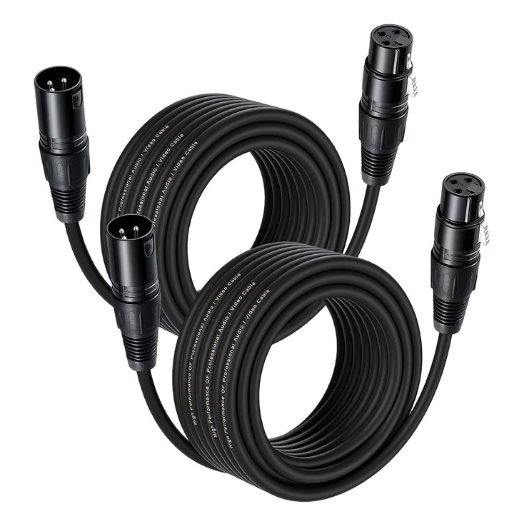 10M XLR Cable, 2 Pack 33ft Balanced Microphone Extension Cable - XLR Male to Female Jack Extender Co