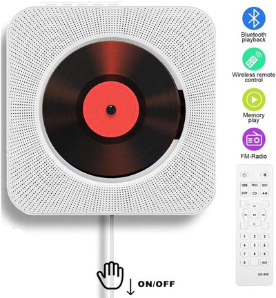Tragbarer CD-Player mit an der Wand montierbaren Bluetooth-HiFi-Lautsprechern, Home-Audio-Boombox mi