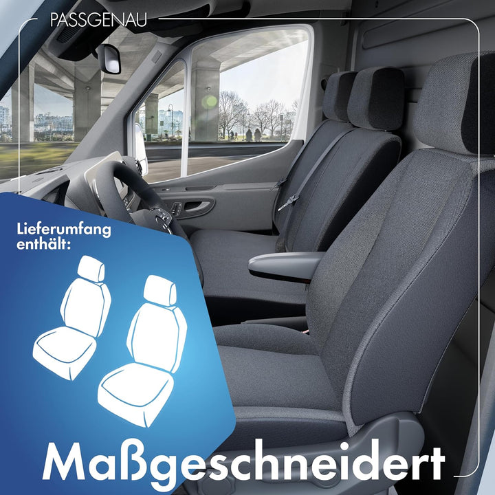 Walser Transporter Sitzbezüge Auto kompatibel mit Mercedes-Benz Citan W415, 2 Einzelsitze vorne, Aut