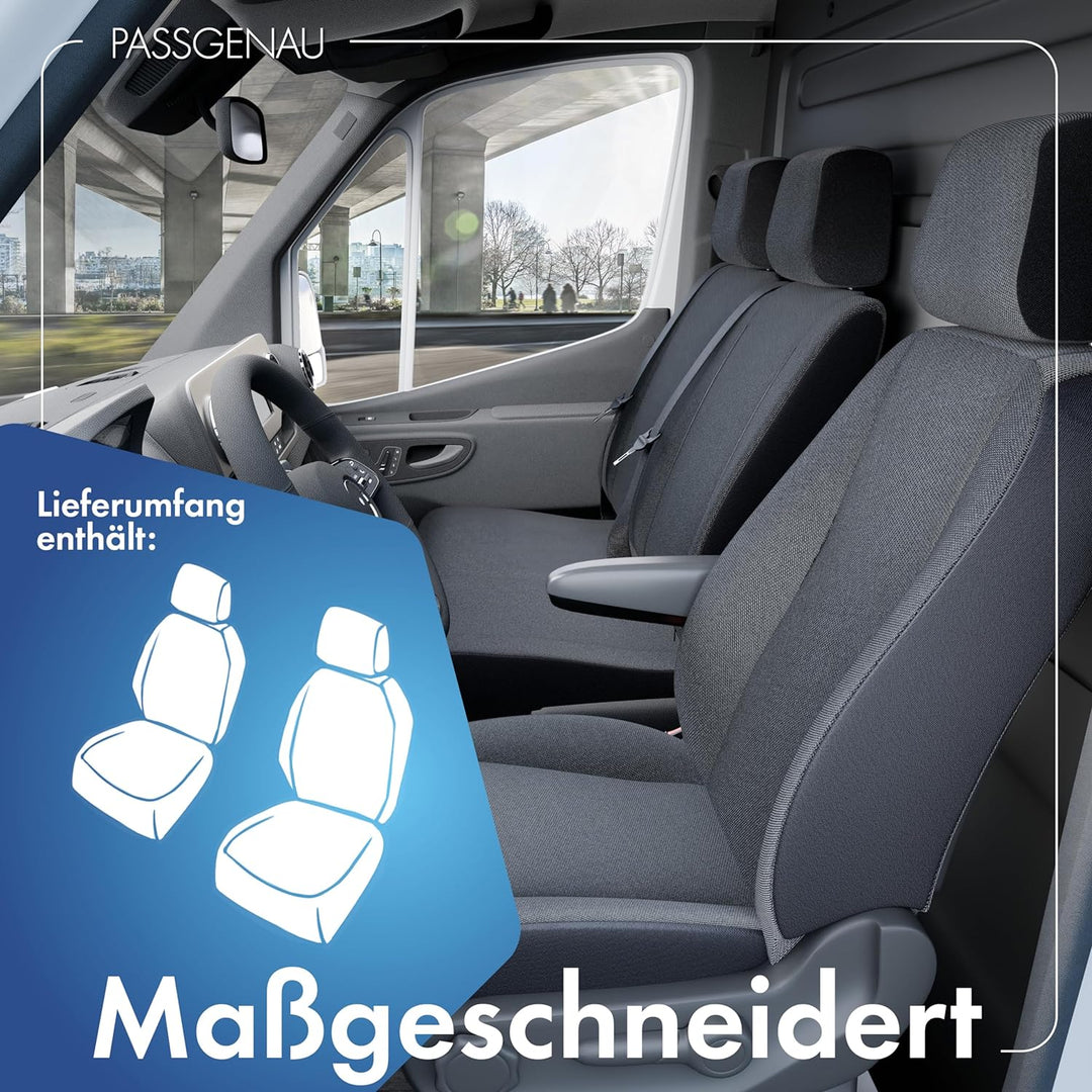 Walser Transporter Sitzbezüge Auto kompatibel mit Mercedes-Benz Citan W415, 2 Einzelsitze vorne, Aut