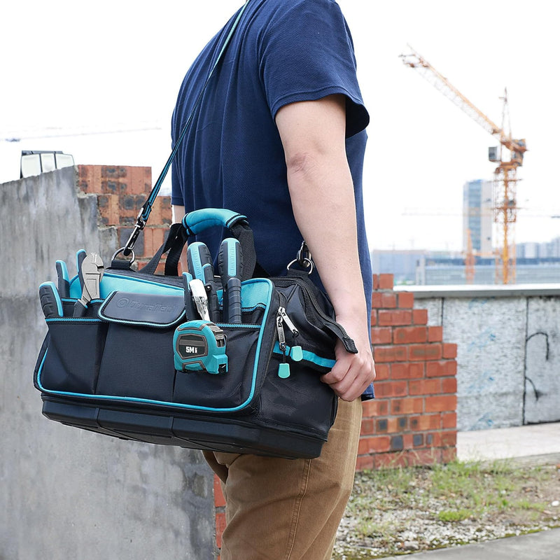 DURATECH Werkzeugtasche Elektriker Wasserdicht 43CM, Profi Werkzeugtasche mit breiter Öffnung & hohe