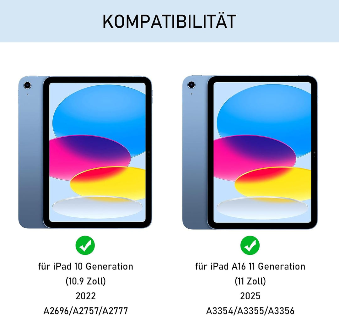 Hofsos Hülle mit Tastatur für IPad 11/10 Generation (2025/2022, 11/10.9 Zoll) - Abnehmbare Magnetisc