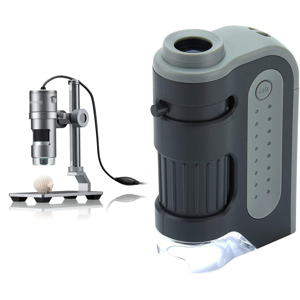 Bresser Digitales Mikroskop mit LED Ringlicht, Auflichtmikroskop DST-1028 mit USB Anschluss für PCS,