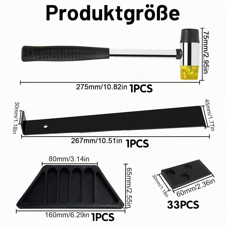 Laminatboden Set, 33 Stück Laminatboden Dichtung, Doppelseitiger Gummihammer, Robuster Gewindeschnei